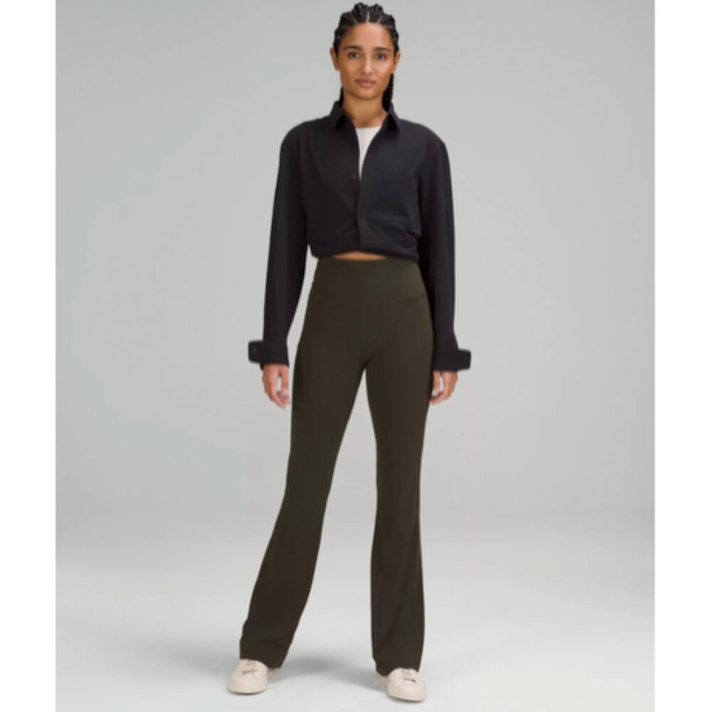 Groove Nulu Super-High-Rise Flared Pant in Dark Olive